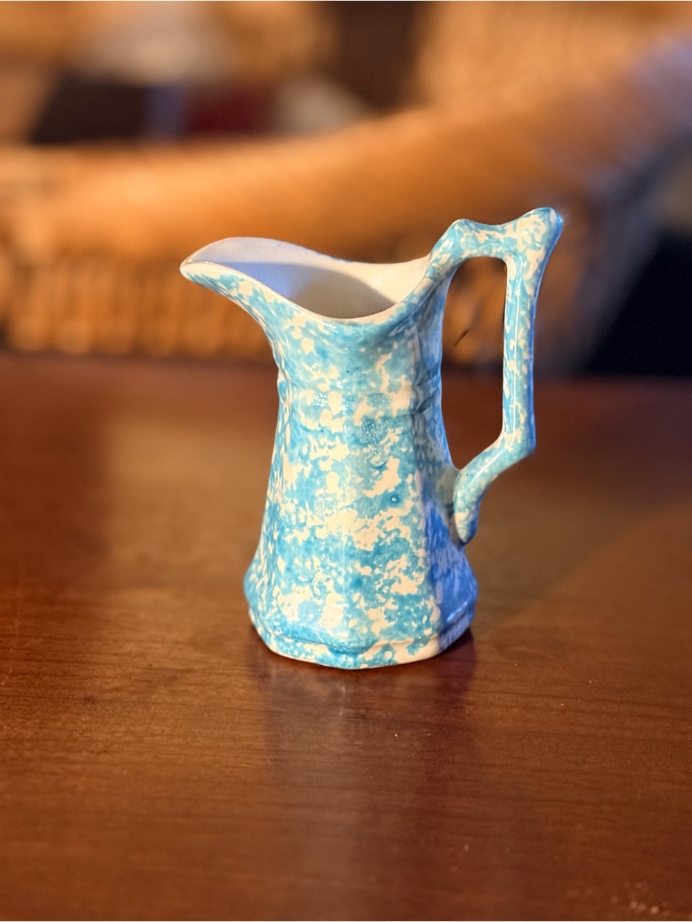 Vintage ceramic spongeware creamer pitcher